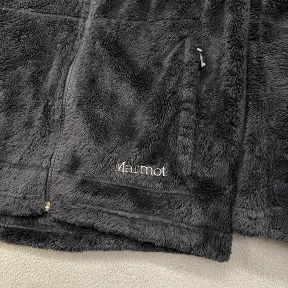 Marmot Fuzzy Teddy Fleece Hoodie Jacket Women's M Black Full Zip Sherpa NWOT - Picture 4 of 9
